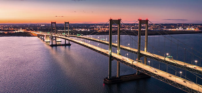 Photo of the Delaware Memorial Bridge - concept: DFL Fiduciary Services' Client Suitability extends beyond the state of Delaware